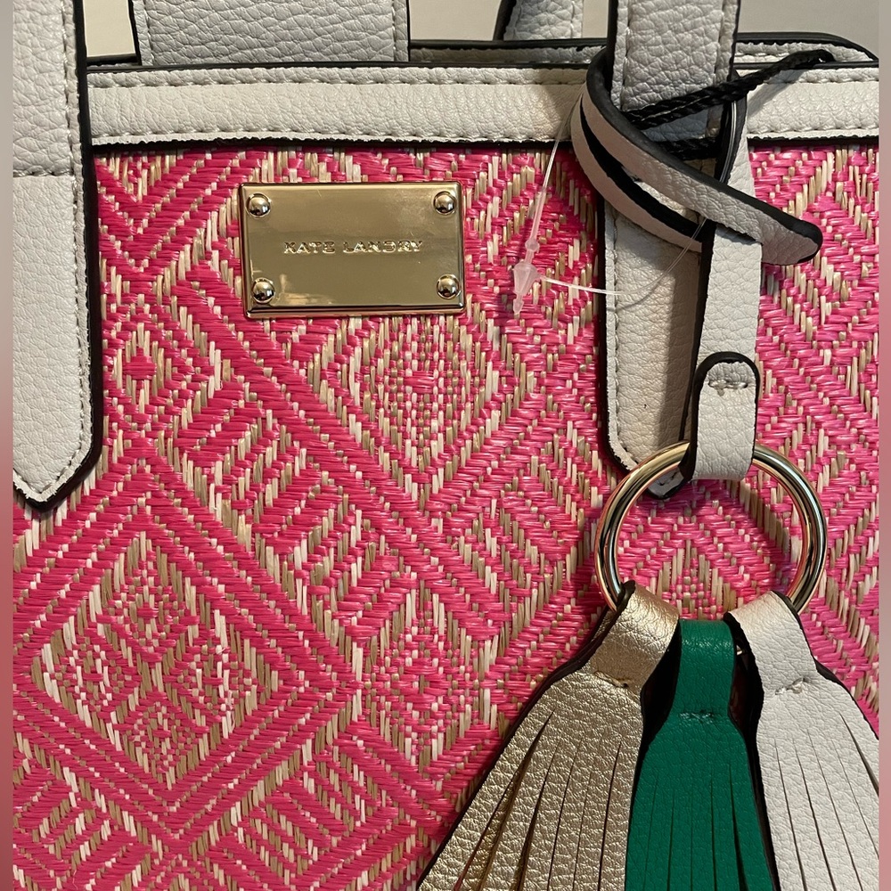 Kate Landry Pink and Cream Diamond Print Hand Bag - Picture 16 of 16
